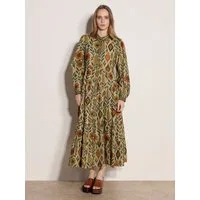 Apricot Midikleid Florales Midikleid mit Stufen