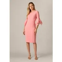 Adrianna Papell Abendkleid Knit Crepe Tiered Sleeve Dress Zeitlos, 3/4 Ärmel, schöne Silhouette