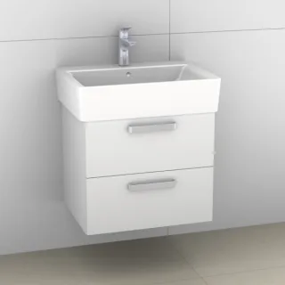 Artiqua 412 Waschtischunterschrank für Connect Cube E7141, E8101 Weiß Glanz, 412-WU2L-I14-7050-68 412-WU2L-I14-7050-68