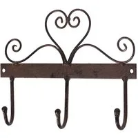 Macosa Home Garderobenhaken Hakenleiste Herz Haken vintage Braun 20x16 cm Dekohaken Schlüsselhaken, Shabby Chic Wandhaken Kleiderhaken Dekohaken Wand-Deko