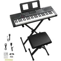 LALAHO Digitalpiano 61-Tasten Keyboard Piano Set mit Klavierständer, Klavier mit LCD-Bildschirm Bluetooth-MIDI , E-Piano für Anfänger