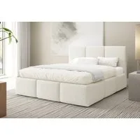 Home Collective Polsterbett Bett mit Stauraum Doppelbett Bettgestell mit Lattenrost (Größen: 140x200, 160x200, 180x200), weich gepolstert modernes Design Creme