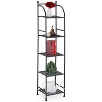 relaxdays Standregal Schmales Standregal mit 5 Ablagen, 1-tlg., schwarz