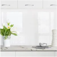 Bilderdepot24 Küchenrückwand Dekor Folie selbstklebend einfarbig Spritzschutz Weiß Wandverkleidung, (1-tlg., Nischenrückwand - für Fliesenspiegel ohne Bohren - matt), Spritzschutz Rückwand Küche Herd - Folie selbstklebend versch. Größen