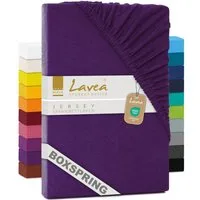 Lavea Spannbettlaken Bettlaken Maya, 180x200cm, 200x200cm, 140x200cm, 160x200cm, 100% Baumwolle Jersey, Gummizug: rundum, (1 Stück), für Matratzen, Topper, Boxspring- und Wasserbetten, weich, langlebig