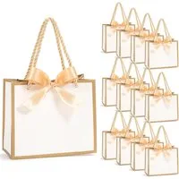 FOUORTUNATE-BEE Geschenktüten 12 Geschenkbeutel mit Schleife für Hochzeit & Geburtstag, (12St), Kleine Geschenktüten für Party, Dankeschön & Brautparty