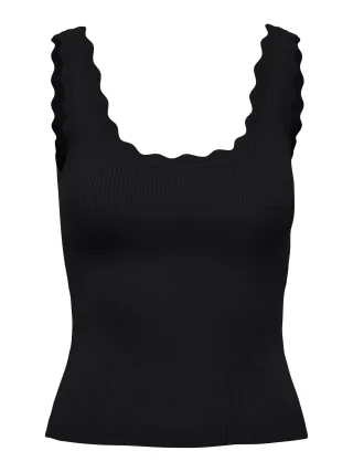 JDY - JDYNANNA S/L SCALLOP EDGE TOP KNT NOOS Black - Gr. - XS
