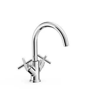 Tres 2 Griff Waschtischarmatur L Mit Griff G3/8" flexible Anschlussschläuche, 28320301 28320301