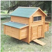 Zoopplier Hühnerstall Hühnerstall Hühnerhaus winterfest 02"Gluckshaus", wetterfest Hühnerkäfig Chickenhouse mit Freigehege für 4-6 Hühner