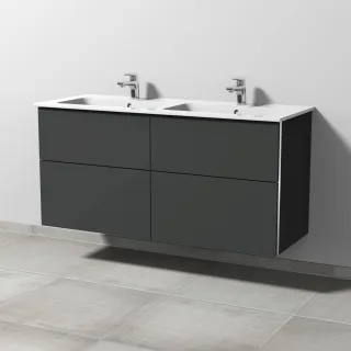 Sanipa 3way Waschtischunterbau zu Duravit ME by Starck Waschtisch mit 4 Auszügen, Graphit-Matt BP7281B