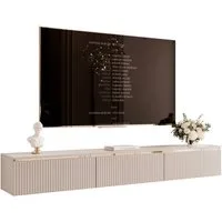 yourhouse24 Lowboard SELIA 200 in Kaschmir – 3D-Riffelung & Gold-Akzente
