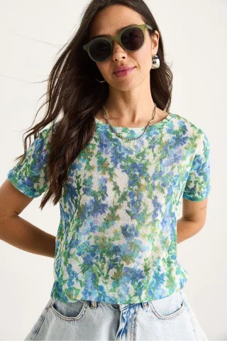Transparentes Rundhals-T-Shirt