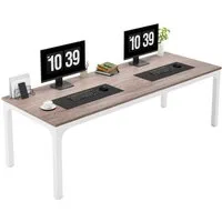 Tribesigns Computertisch 200x70x75cm, doppelter PC-Bürotisch, Braun/Weiß
