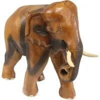 Oriental Galerie Dekofigur Elefant Figur Skulptur Massiv Braun Mittel (1 St)