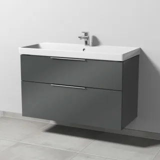 Sanipa 3way Waschtischunterbau zu Villeroy & Boch Avento Waschtisch mit 2 Auszügen, Anthrazit-Glanz UF62479