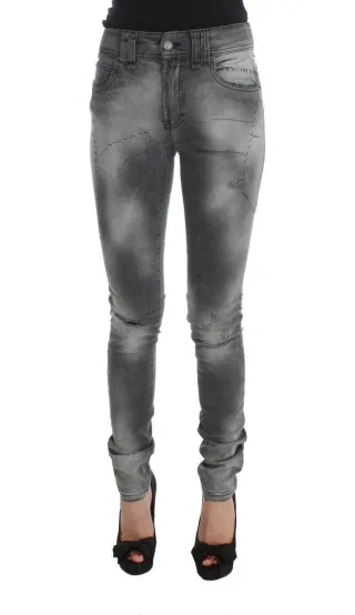 John Galliano Graue Waschung Baumwollmischung Slim Fit Denim Jeanshosen