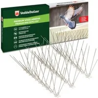 Veddelholzer Taubenspikes Premium 3 Meter Edelstahl Vogelabwehr Taubenabwehr Taubenschutz, Abgerundete Spitzen, Vogelschutz Fenster Taubenspikes Fenster, Dachrinne, Vogelabwehr Spikes mit Sollbruchstellen & Klicksystem