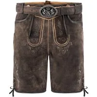 FUCHS Trachtenlederhose Trachtenlederhose Herren kurz Dunkelbraun Echtleder (1-tlg)