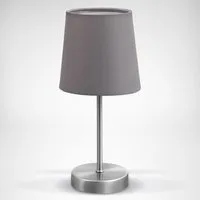 B.K.Licht Tischleuchte, ohne Leuchtmittel, Tischlampe, Stoff, Nachttisch-Leuchte, Wohnzimmerlampe, E14, grau