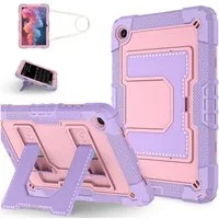 Wigento Tablet-Hülle Für Samsung Galaxy Tab A11 Plus Silikon Hybrid PC Holder Hülle Rosa, Big Holder, Schultergurt, stoßabsorbierend