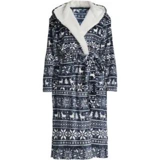 Fleece-Kapuzenmorgenmantel für Damen, Damen, size: regular, Blau, Polyester, by Lands' End