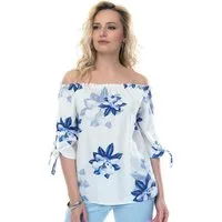 Passioni Carmenshirt Off Shoulder Halbarmbluse mit Blumen Schulterfrei