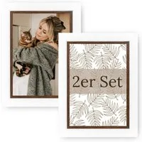 matches21 HOME & HOBBY Bilderrahmen Bilderrahmen Set aus Holz mit Glas 10 x 15 cm Weiß & Braun, (2 St), Fotorahmen zur Wand- oder Tischmontage