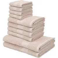 OTTO home Handtuch Set Melli, 2 Duschtücher 70x140, 4 Handtücher 50x100, 4 Gästetücher 30x50, Walkfrottee (Set, 10-St), Handtuchset in dezenten Farben mit Bordüre, 100% Baumwoll-Handtücher