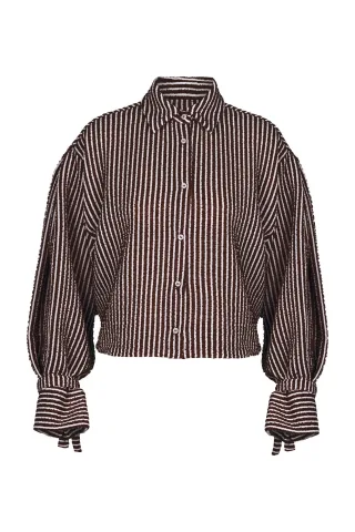 Studio Anneloes - Ivara structure blouse espresso/ecru - Gr. - M