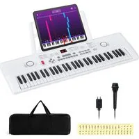 COSTWAY Home-Keyboard, Digital Piano, 61 Tasten, mit Ständer & Tragetasche, für Kinder