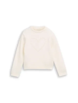 tom tailor kids - Strickpullover mit Herz-Motiv gardenia white - Gr. - 98