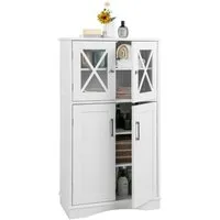 COSTWAY Badkommode Badezimmerschrank, mit 4 Türen, verstellbar