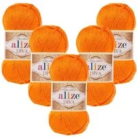 Alize 5 x ALIZE Diva Häkelwolle, 350 m, Spitze,Acrylgarn,Seideneffekt,Häkelkunst