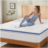 Elemuse, Topper 28D Gel Memory Schaum H3 Matratzentopper mit Reißverschluss, 7.5 cm hoch, 7/7,5/10 cm Höhen, ergonomisches 7-Zonen-Design, waschbarer Bezug