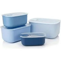 Arendo Frischhaltedose mit Deckel 4er Set, Vorratsdosen, Lunchboxen, auslaufsicher, stapelbar, Polypropylen (PP), (Set, 4-tlg., Dosen mit Deckel, 4700 ml, 2900 ml, 1600 ml, 800 ml), Mikrowellen-, Gefrier- & spülmaschinengeeignet, luftdicht