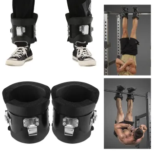 Bominfit 1pair Anti Gravity Inversion Boots Thick Stainless Steel Hook Lock Protection Foam Padding Gym Fitness Therapy