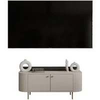 Compleo TV-Schrank klein 123 cm, Natual Stil Japandi, zwei Türen ZANTO
