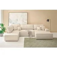 OTTO home Wohnlandschaft FINNLEY U-Form XXL 329 cm - OTTO. Verlässliche Qualität., Schlafsofa, Bettkasten, in Bouclé, Struktur fein und Mega Cord