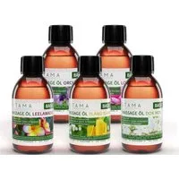 Kitama Massageöl mit Aroma Set, 5 Düfte: Lotus Orchidee Dok Mok Ylang Ylang Leelawadee 5 x 250ml