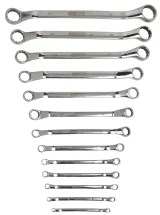 KS Tools EDELSTAHL Doppel-Ringschlüssel-Satz, gekröpft, 13-tlg - 964.1150