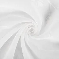 Woltu Gardine (2 St), halbtransparent, Blumen Stickerei mit Schlaufen Leinen Optik
