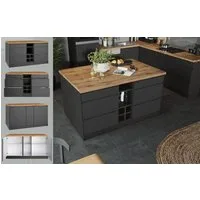 KOCHSTATION Kücheninsel KS-Bruneck, Breite 153 cm, MDF-Fronten, Arbeitsplatte 38mm stark