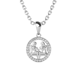 Zwillinge Sternzeichen Anhänger - Silber und Kristall