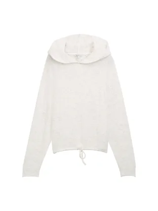 Denim Tom Tailor - Loose Fit Hoodie Sweatshirt mit Schleifen-Detail marble beige melange - Gr. - S
