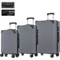 YONSLY Trolleyset Hartschalen Reisekoffer Trolley für Kurztrip, Urlaub und Familie, 4 Rollen, (M-L-XL Set, 3 tlg., Handgepäck-, Reise- und XL-Koffer), mit TSA-Schloss, YKK-Reißverschluss und austauschbaren Rollen