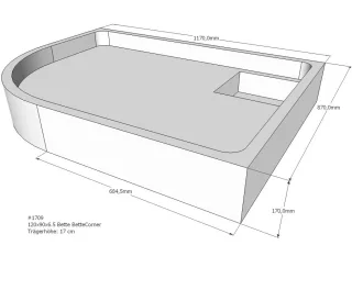 Neuesbad Wannenträger für Bette Corner 120x90x6,5 Viertelkreis SD22773
