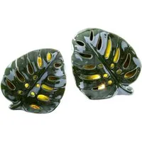 I.GE.A. Windlicht Blatt mit LED-Licht, 2er Set