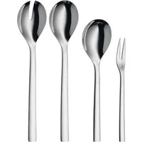WMF Salatbesteck Nuova (Set, 4-tlg), 2x Salatbesteck, Servierlöffel 25 cm, Serviergabel 20 cm, Cromargan