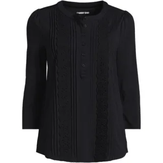 Shirt aus Baumwolle/Modalmix mit 3/4-Ärmeln, Damen, size: regular, Grün, Baumwolle Modal, by Lands' End