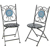 KOMFOTTEU Gartenstuhl Mosaikstühlen (2er Set), Bistro-Stühle mit ausgehöhlter Sitzfläche und Rückenlehne